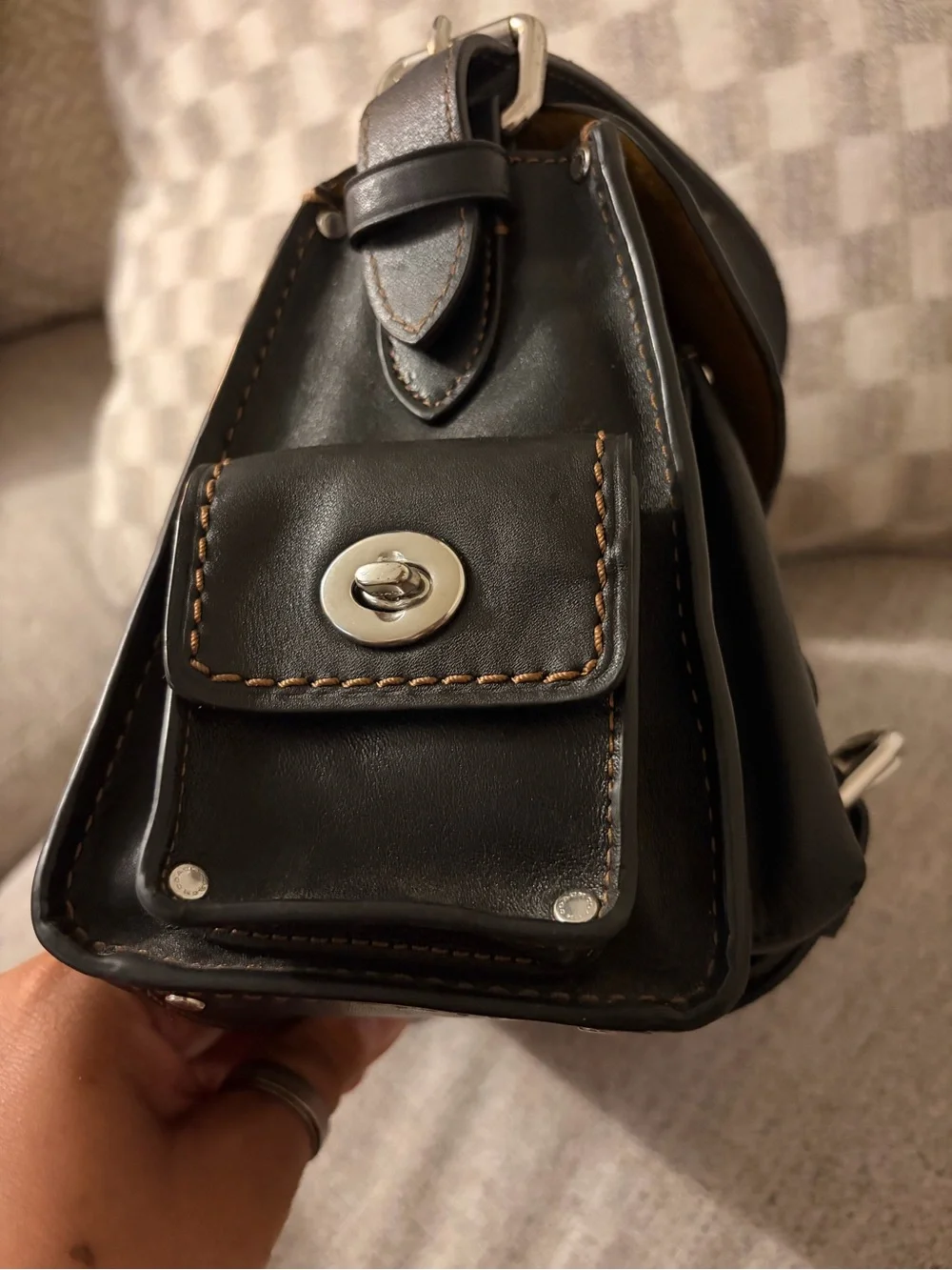 Coach Black Leather Western Tabby with Silver Hardware - Picture 3 of 5